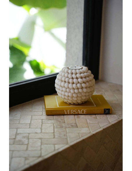 Bougeoir Rond Diamètre 12 cm en Coquillage Blanc The Bubble 