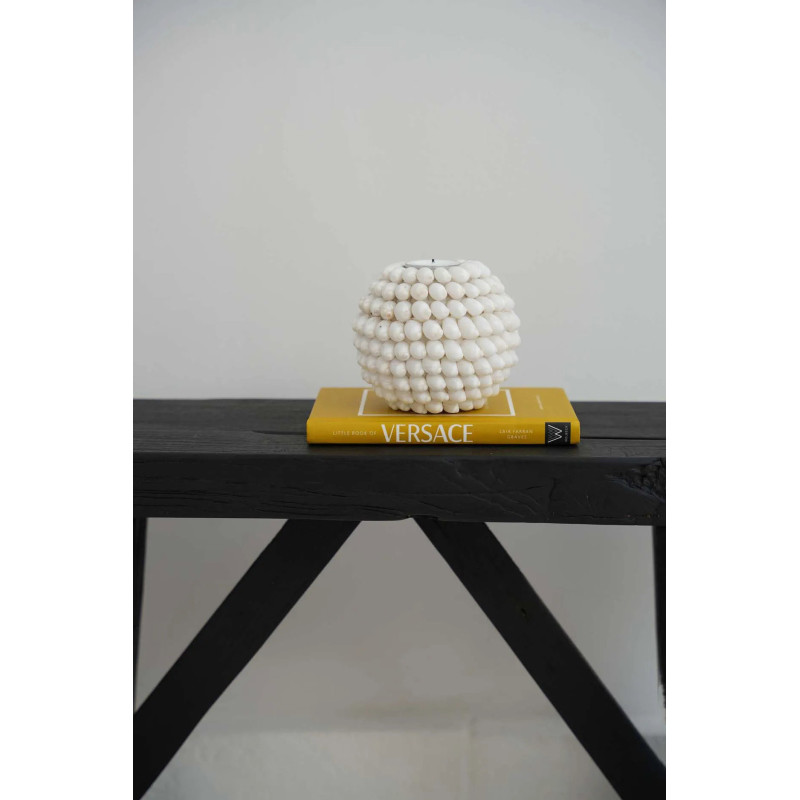Bougeoir Rond Diamètre 12 cm en Coquillage Blanc The Bubble 