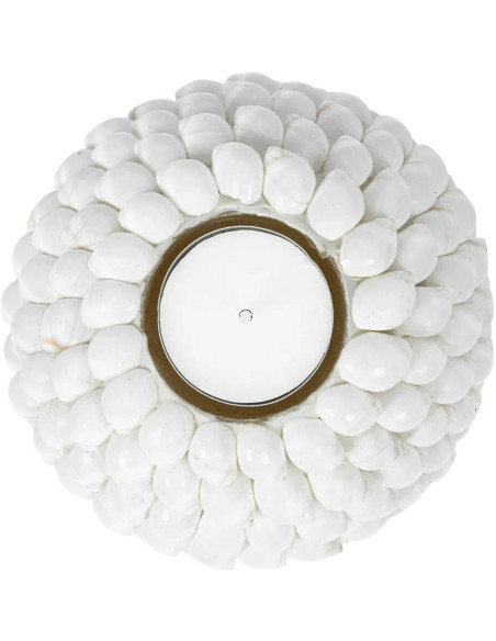 Bougeoir Rond Diamètre 12 cm en Coquillage Blanc The Bubble 
