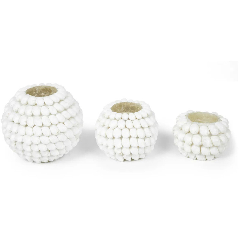 Bougeoir Rond Diamètre 12 cm en Coquillage Blanc The Bubble 