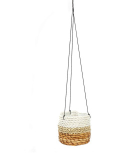 Porte plante original à suspendre Diamètre 11 cm en Feuille de bananier Naturel Blanc The Banana 