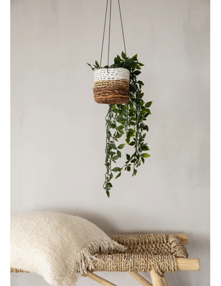 Porte plante original à suspendre Diamètre 11 cm en Feuille de bananier Naturel Blanc The Banana 