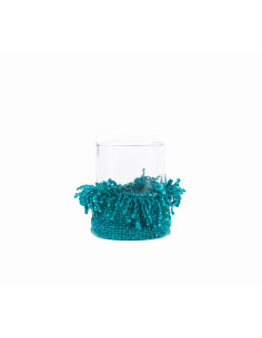 Photophore haut Rond Diamètre 10 cm en Coton Aqua Verre Transparent The Oh My Gee 