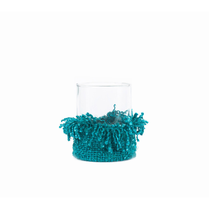 Photophore haut Rond Diamètre 10 cm en Coton Aqua Verre Transparent The Oh My Gee 