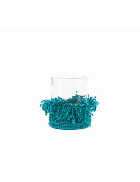 Photophore haut Rond Diamètre 10 cm en Coton Aqua Verre Transparent The Oh My Gee 