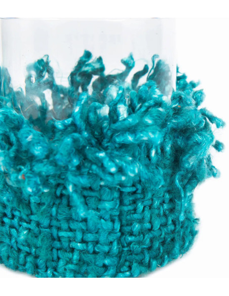 Photophore haut Rond Diamètre 10 cm en Coton Aqua Verre Transparent The Oh My Gee 