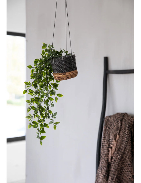 Porte plante original à suspendre Diamètre 11 cm en Feuille de bananier Naturel Noir The Banana 