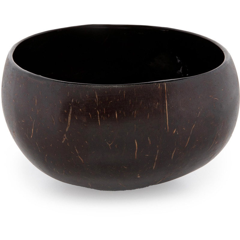Bol originale rond 13 cm en Noix de coco Naturel Noir Laqué The Coco 