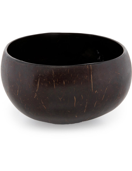 Bol originale rond 13 cm en Noix de coco Naturel Noir Laqué The Coco 