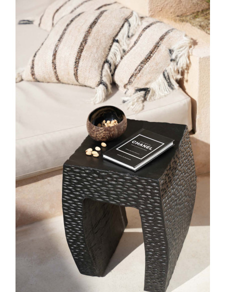 Bol originale rond 13 cm en Noix de coco Naturel Noir Laqué The Coco 