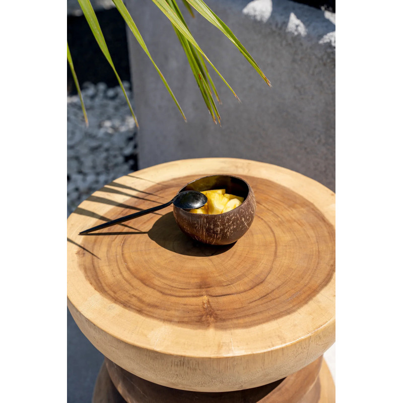 Bol originale rond 13 cm en Noix de coco Naturel Noir Laqué The Coco 