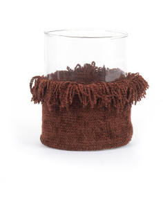 Photophore haut Rond Diamètre 10 cm en Velours Bordeaux Verre Transparent The Oh My Gee 