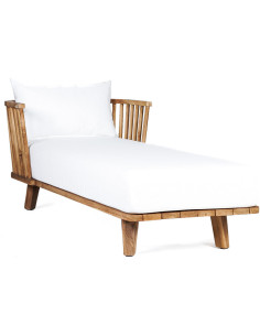 Lit de jardin original 1 place en Bois de teck recyclé Naturel Tissu Blanc The Malawi 