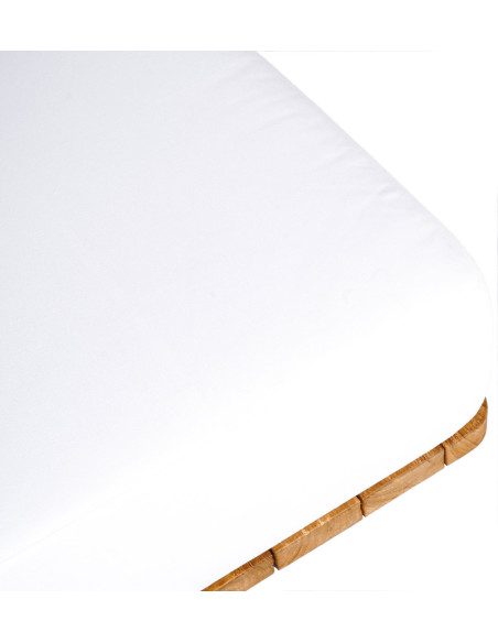Lit de jardin original 1 place en Bois de teck recyclé Naturel Tissu Blanc The Malawi 