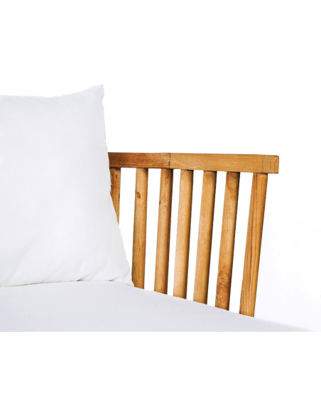 Lit de jardin original 1 place en Bois de teck recyclé Naturel Tissu Blanc The Malawi 