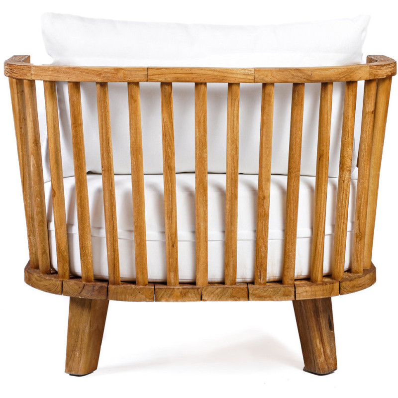 Lit de jardin original 1 place en Bois de teck recyclé Naturel Tissu Blanc The Malawi 