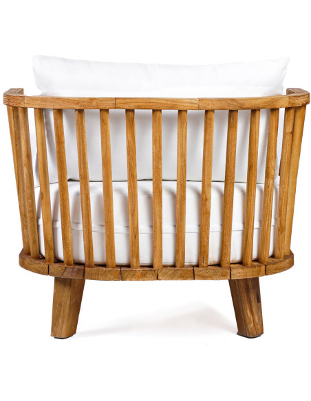 Lit de jardin original 1 place en Bois de teck recyclé Naturel Tissu Blanc The Malawi 
