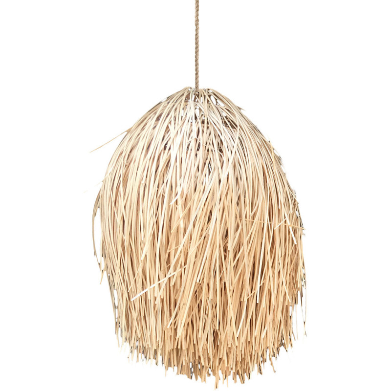 Abat jour original pour suspension 45 cm en Rotin Naturel Avec franges The Shaggy 