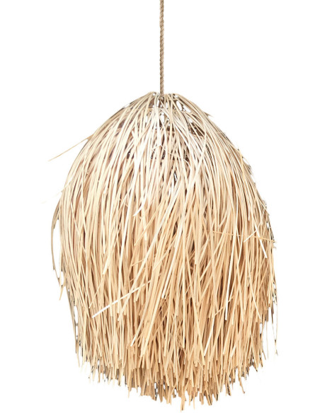 Abat jour original pour suspension 45 cm en Rotin Naturel Avec franges The Shaggy 