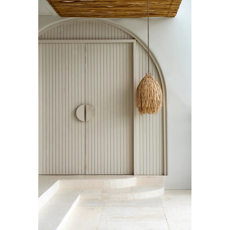 Abat jour original pour suspension 45 cm en Rotin Naturel Avec franges The Shaggy 