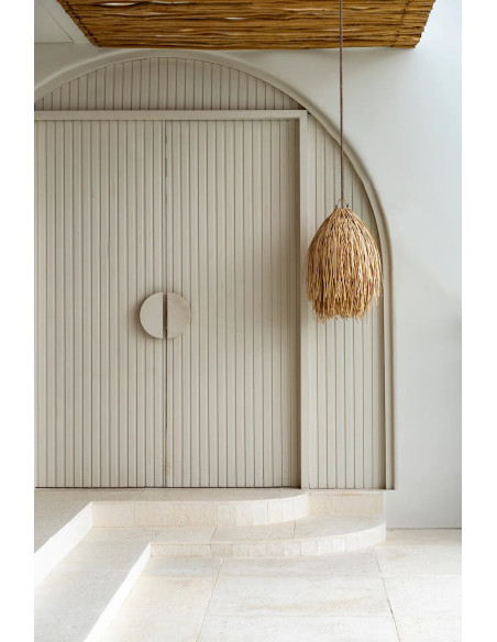 Abat jour original pour suspension 45 cm en Rotin Naturel Avec franges The Shaggy 