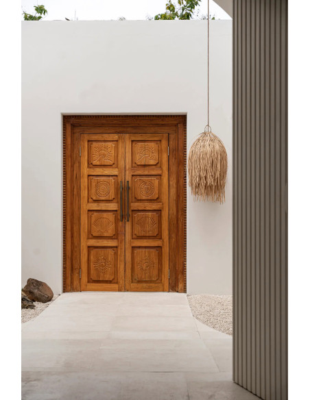 Abat jour original pour suspension 45 cm en Rotin Naturel Avec franges The Shaggy 