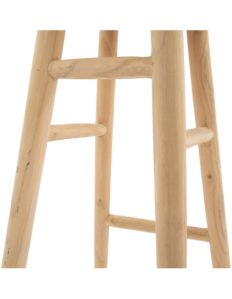 Tabouret de bar rustique Rond en Bois de teck Naturel The Kedut 