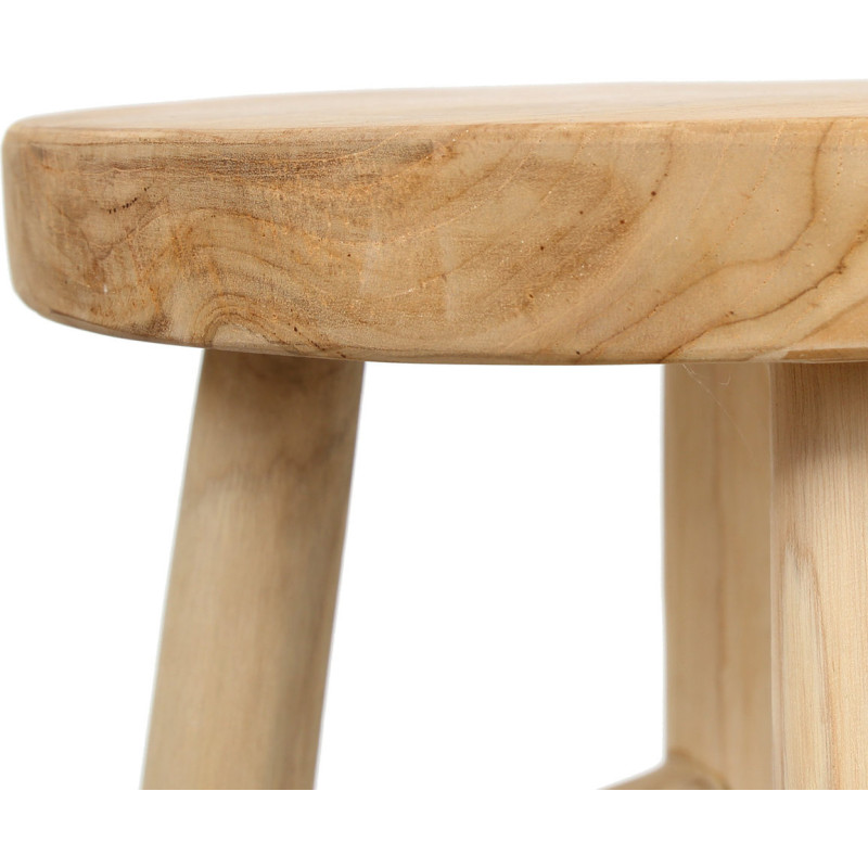 Tabouret de bar rustique Rond en Bois de teck Naturel The Kedut 
