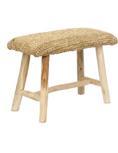 Banc Bohème chic 2 places en Raphia Bois de teck Naturel The Raffia 