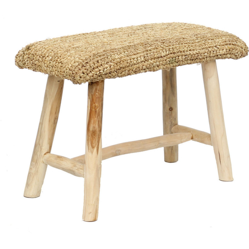 Banc Bohème chic 2 places en Raphia Bois de teck Naturel The Raffia 