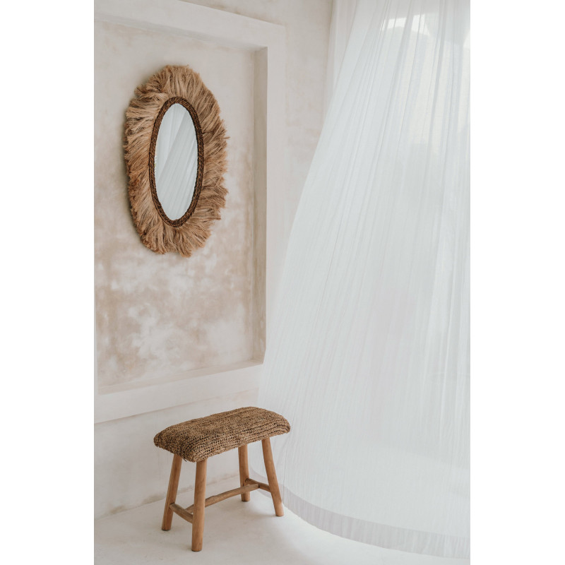 Banc Bohème chic 2 places en Raphia Bois de teck Naturel The Raffia 