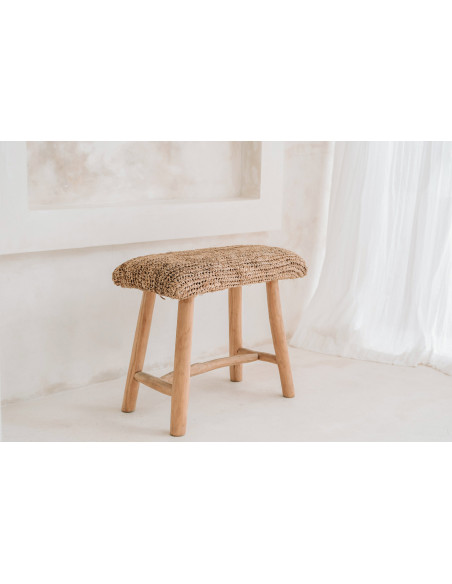 Banc Bohème chic 2 places en Raphia Bois de teck Naturel The Raffia 