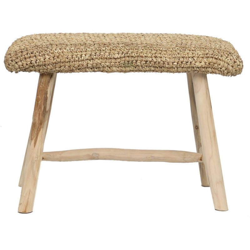 Banc Bohème chic 2 places en Raphia Bois de teck Naturel The Raffia 