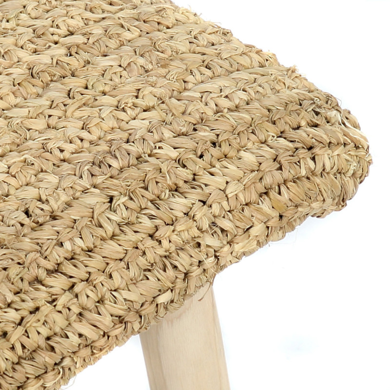 Banc Bohème chic 2 places en Raphia Bois de teck Naturel The Raffia 