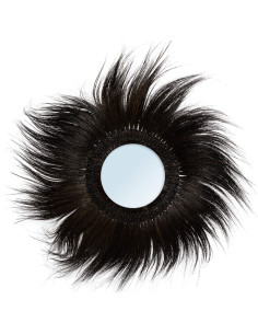 Miroir Mural Rond XL 100 cm en Herbe Noir The Simba 