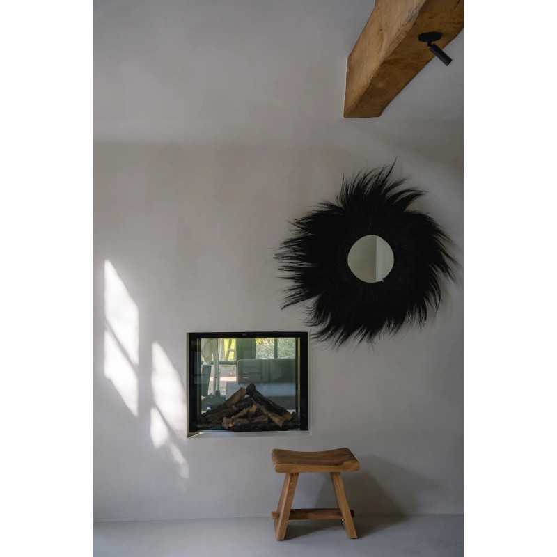 Miroir Mural Rond XL 100 cm en Herbe Noir The Simba 