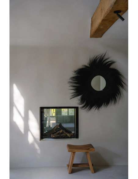 Miroir Mural Rond XL 100 cm en Herbe Noir The Simba 