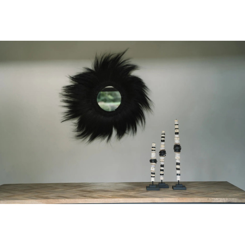 Miroir Mural Rond XL 100 cm en Herbe Noir The Simba 