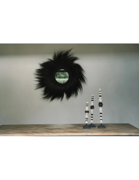 Miroir Mural Rond XL 100 cm en Herbe Noir The Simba 