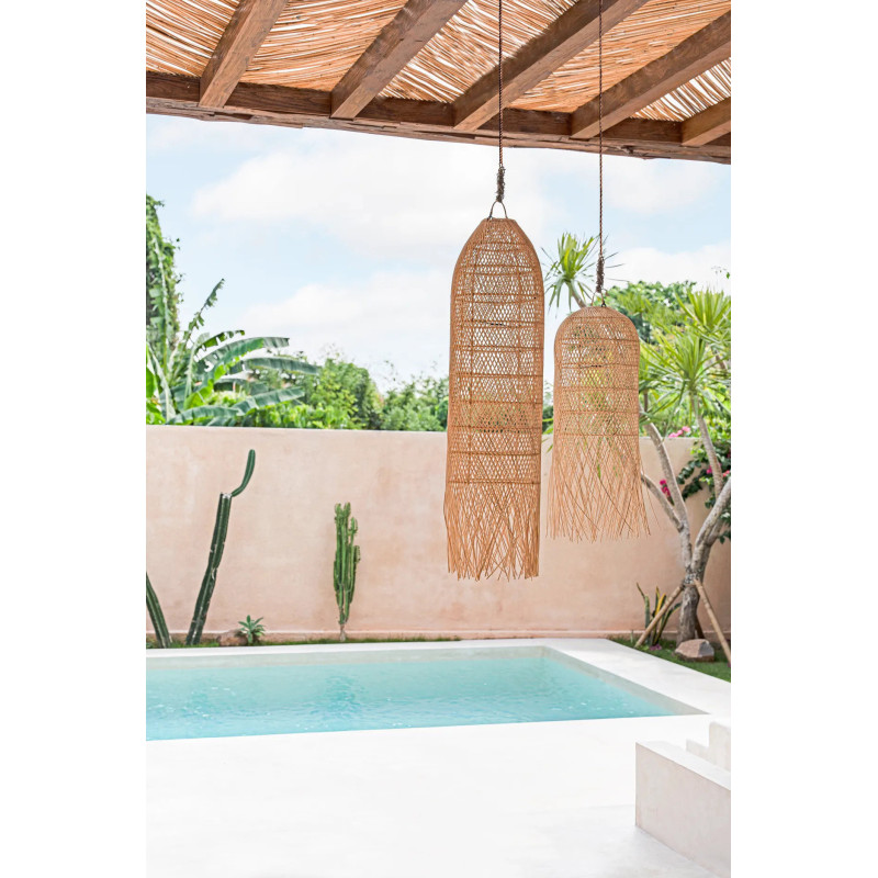 Abat-jour pour suspension XL 30x110 Rotin Naturel The Squid 