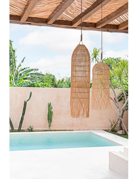 Abat-jour pour suspension XL 30x110 Rotin Naturel The Squid 