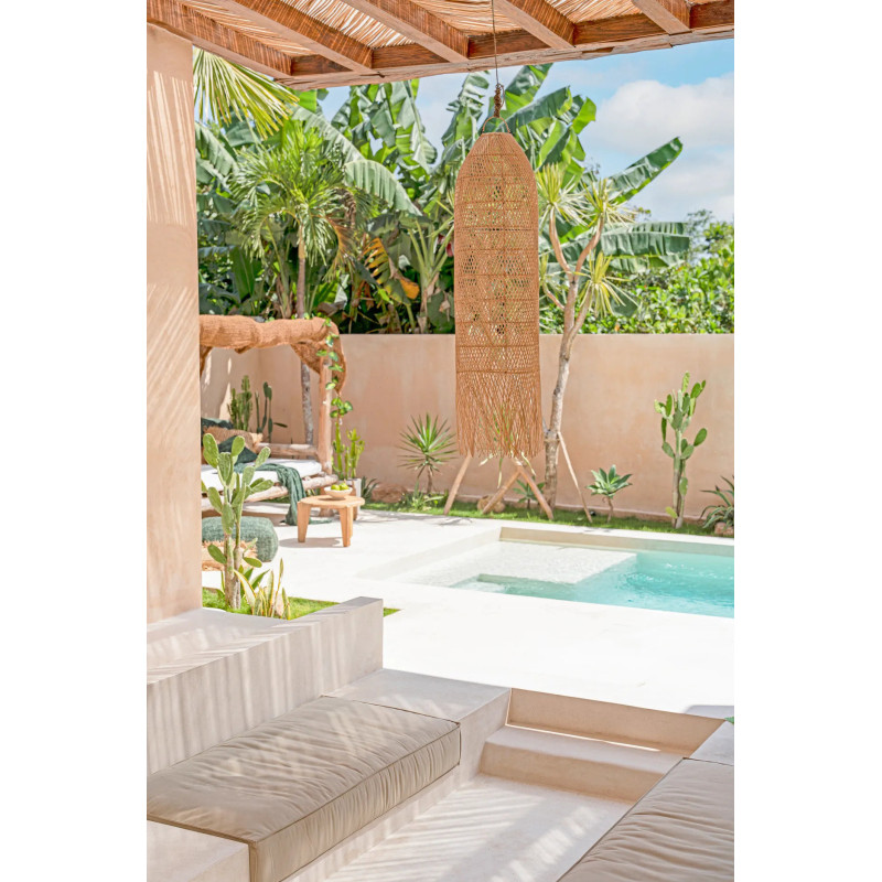 Abat-jour pour suspension XL 30x110 Rotin Naturel The Squid 