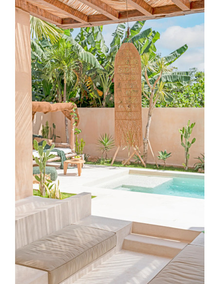 Abat-jour pour suspension XL 30x110 Rotin Naturel The Squid 