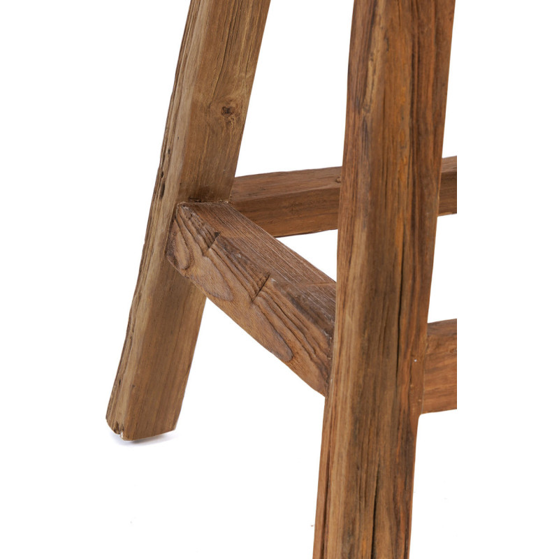 Tabouret de bar rustique Rond en Bois de teck recyclé Naturel The Shibori 