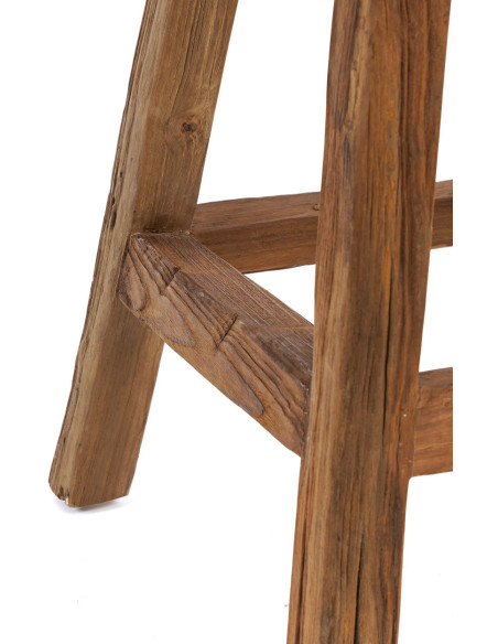 Tabouret de bar rustique Rond en Bois de teck recyclé Naturel The Shibori 