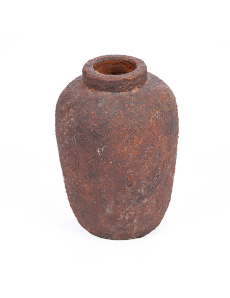 Vase style brut organique Jarre H 20 cm Terre cuite Bordeaux Vieilli The Clay Echo 