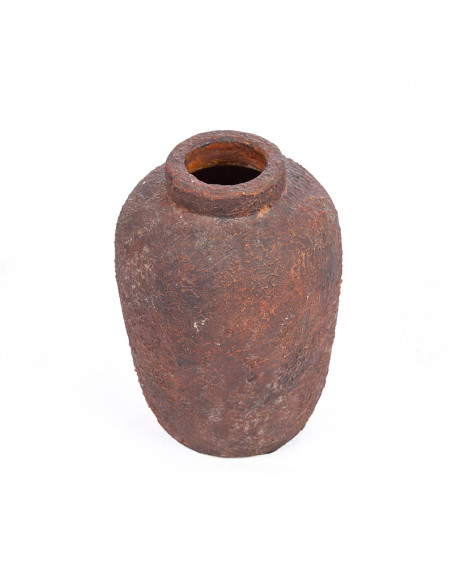 Vase style brut organique Jarre H 20 cm Terre cuite Bordeaux Vieilli The Clay Echo 