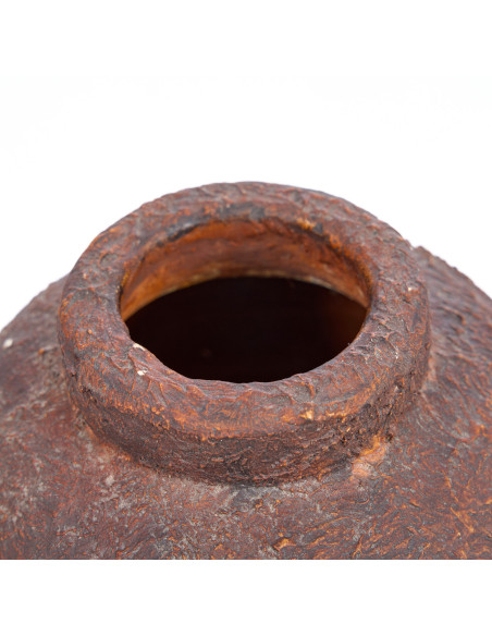 Vase style brut organique Jarre H 20 cm Terre cuite Bordeaux Vieilli The Clay Echo 