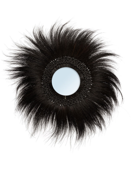 Miroir Mural Rond 70 cm en Herbe Noir The Simba 