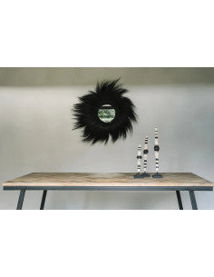 Miroir Mural Rond 70 cm en Herbe Noir The Simba 